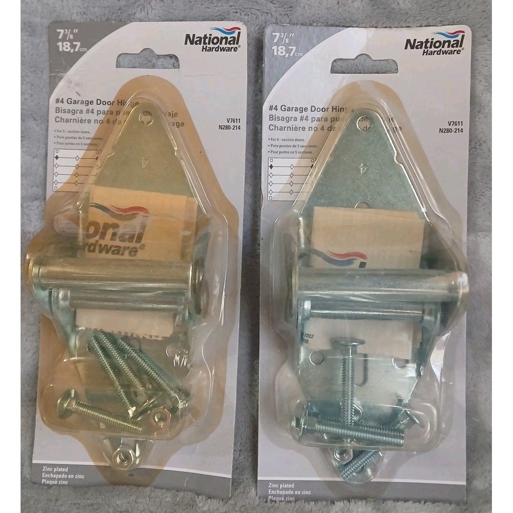 2 National Hardware #4 Garage Door Hinges 7-3/8" 14 Gauge V7611 N280-214